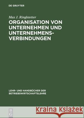 Organisation Von Unternehmen Und Unternehmensverbindungen: Einführung in Die Gestaltung Der Organisationsstruktur Max J Ringlstetter 9783486229899 Walter de Gruyter