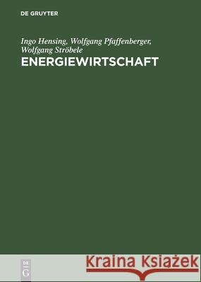 Energiewirtschaft: Einführung in Theorie Und Politik Ingo Hensing, Wolfgang Pfaffenberger, Wolfgang Ströbele 9783486243154 Walter de Gruyter