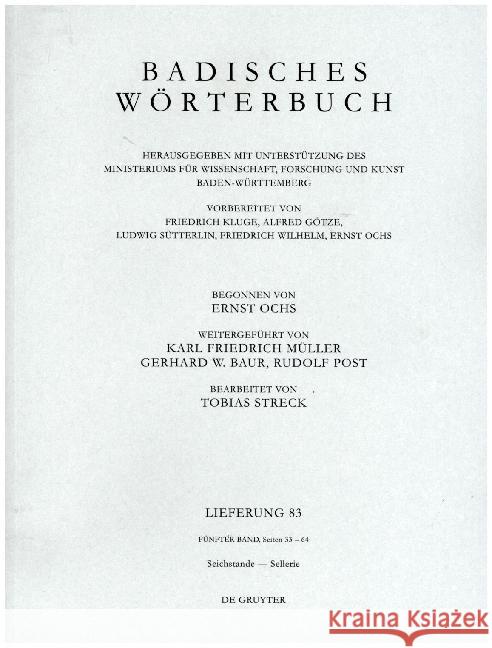 Streck, Tobias: Badisches Wörterbuch. Band V/Lieferung 83 Tobias Streck 9783486716085