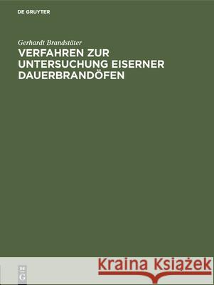 Verfahren zur Untersuchung eiserner Dauerbrandöfen Gerhardt Brandstäter 9783486748277