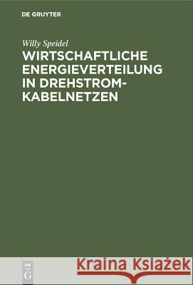 Wirtschaftliche Energieverteilung in Drehstromkabelnetzen Willy Speidel 9783486764581 Walter de Gruyter