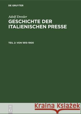 Von 1815-1900 Adolf Dresler 9783486768954 Walter de Gruyter