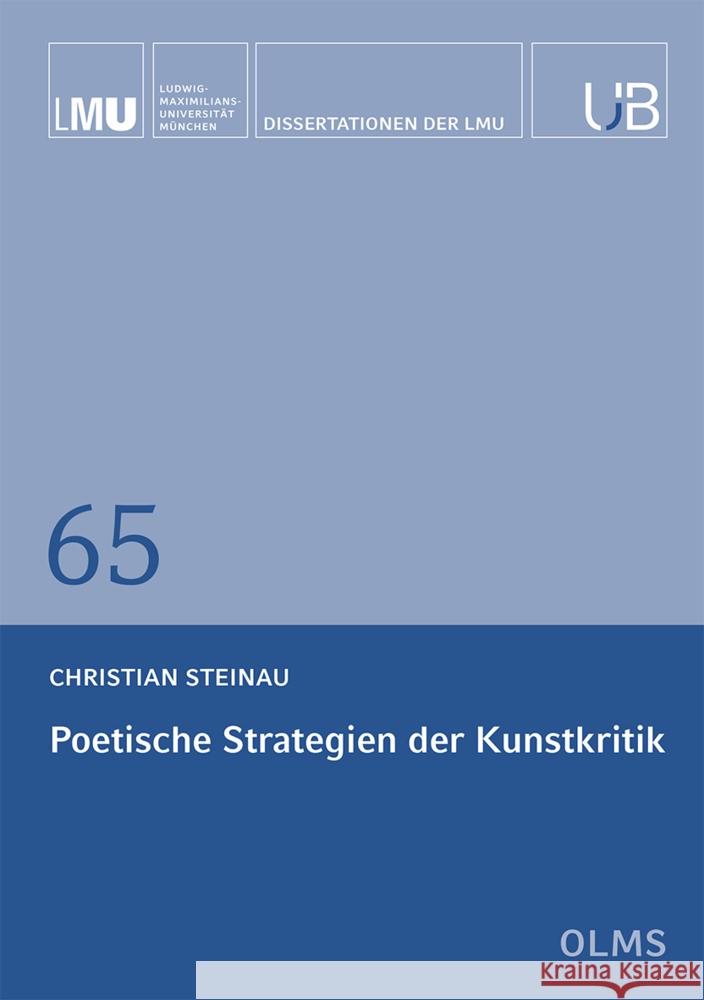 Poetische Strategien der Kunstkritik Steinau, Christian 9783487163550 Olms