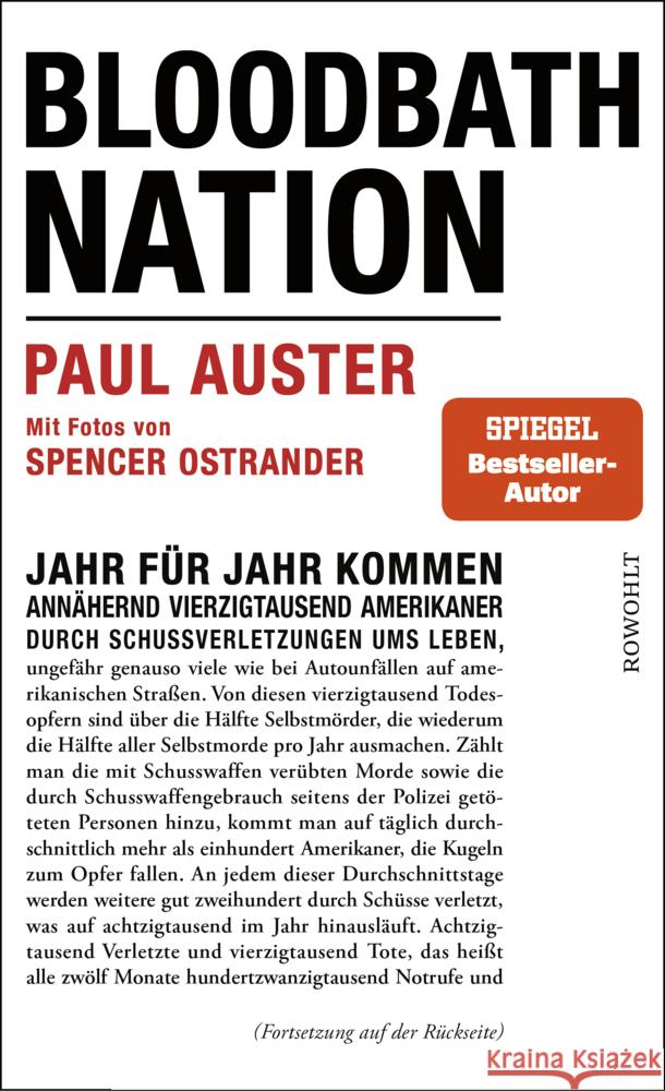 Bloodbath Nation Auster, Paul, Ostrander, Spencer 9783498003234 Rowohlt, Hamburg