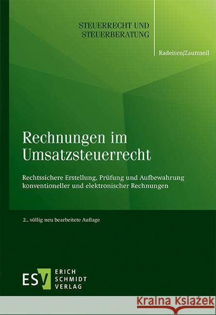 Rechnungen im Umsatzsteuerrecht Radeisen, Rolf-Rüdiger, Zaumseil, Peter 9783503199457 Schmidt (Erich), Berlin