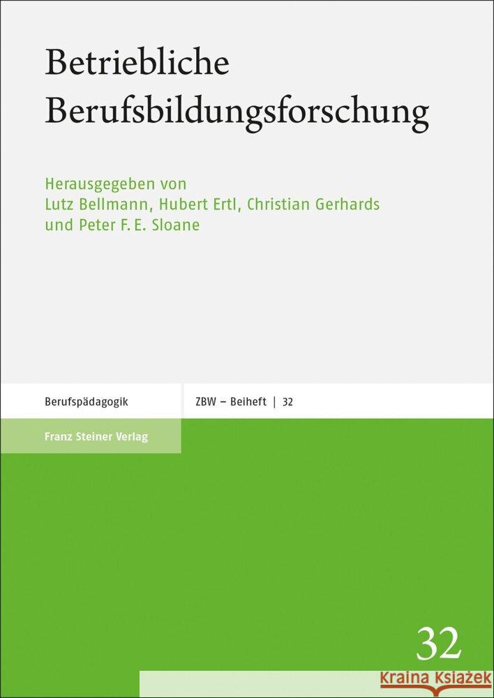 Betriebliche Berufsbildungsforschung  9783515132084 Franz Steiner Verlag