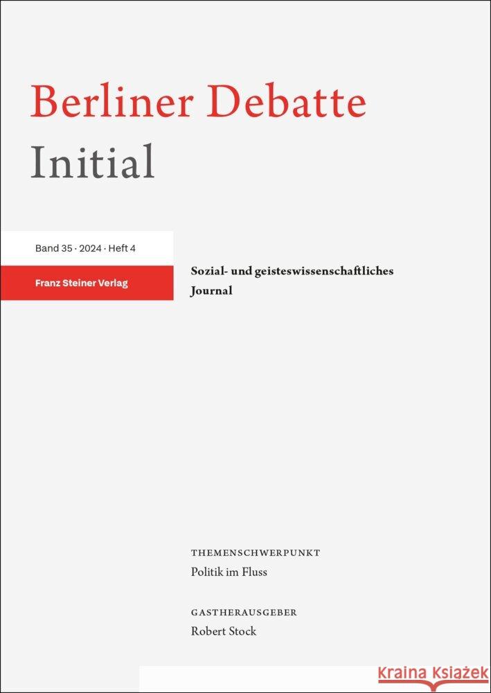 Berliner Debatte Initial 35 (2024) 4  9783515139809 Franz Steiner Verlag