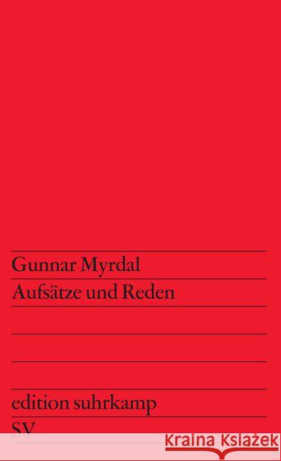 Aufsätze und Reden Myrdal, Gunnar 9783518004920