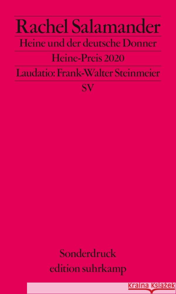 Heine und der deutsche Donner Salamander, Rachel 9783518029763 Suhrkamp