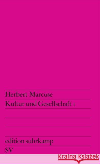 Kultur und Gesellschaft. Bd.1 Marcuse, Herbert   9783518101018 Suhrkamp