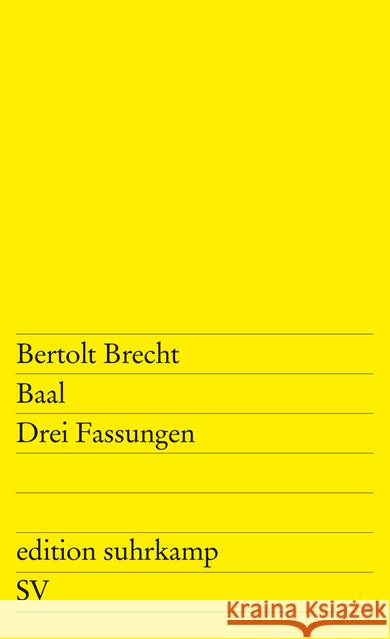 Baal Bertolt Brecht 9783518101704 Suhrkamp Verlag