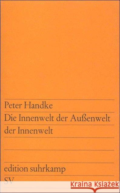 Die Innenwelt Der Aubenwelt Der Innenwelt Handke 9783518103074 Suhrkamp Verlag