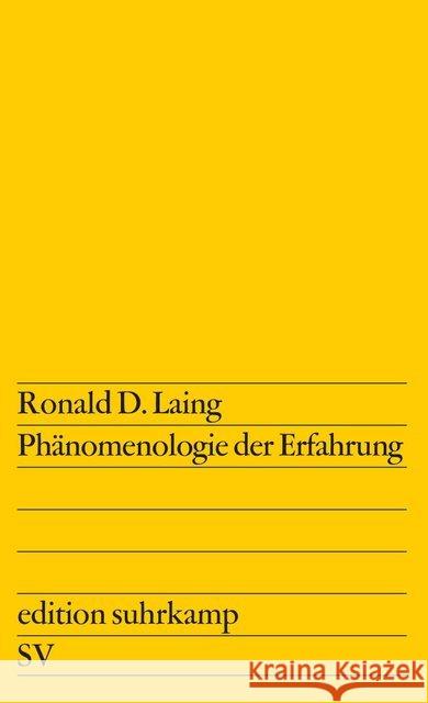 Phänomenologie der Erfahrung Laing, Ronald D. Stein, Waltraud Figge, Klaus 9783518103142 Suhrkamp