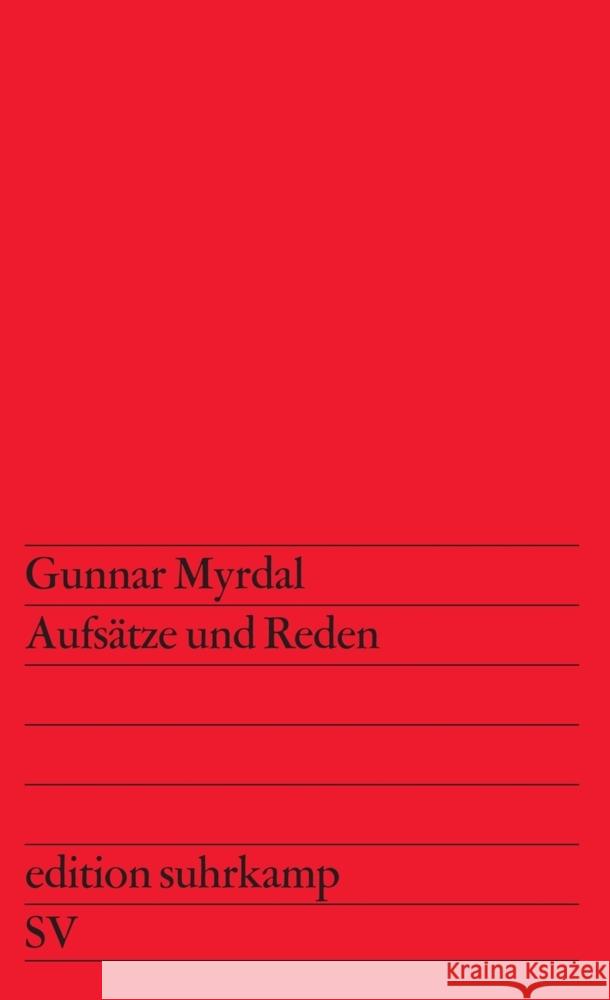 Aufsätze und Reden Myrdal, Gunnar 9783518104927
