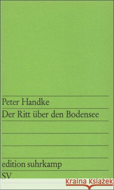 Der Ritt über den Bodensee Handke, Peter   9783518105092 Suhrkamp