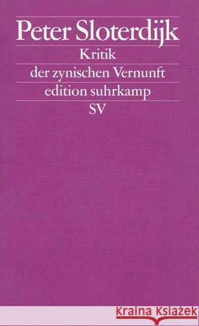 Kritik der zynischen Vernunft Sloterdijk, Peter   9783518110997 Suhrkamp