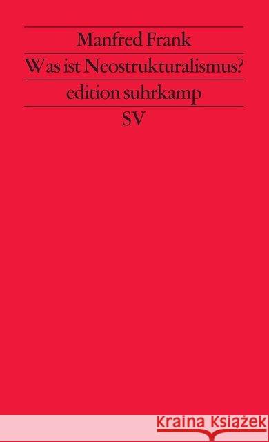 Was ist Neostrukturalismus? Frank, Manfred 9783518112038 Suhrkamp