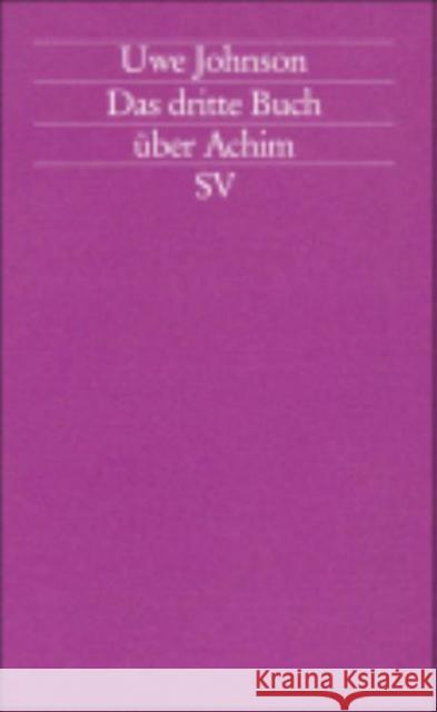 Das dritte Buch uber Achim Uwe Johnson 9783518118191 Suhrkamp Verlag