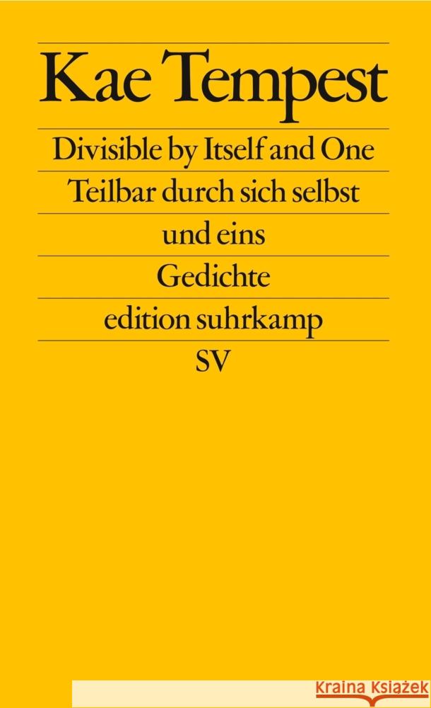 Divisible by Itself and One / Teilbar durch sich selbst und eins Tempest, Kae 9783518128091 Suhrkamp