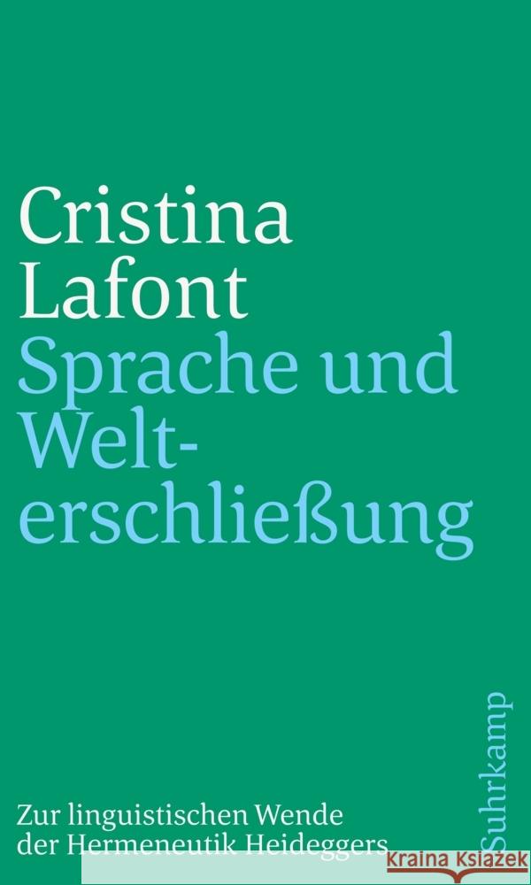 Sprache und Welterschließung Lafont, Cristina 9783518243008 Suhrkamp