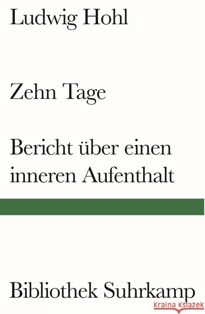 Zehn Tage / Bericht über einen inneren Aufenthalt Hohl, Ludwig 9783518243824 Suhrkamp