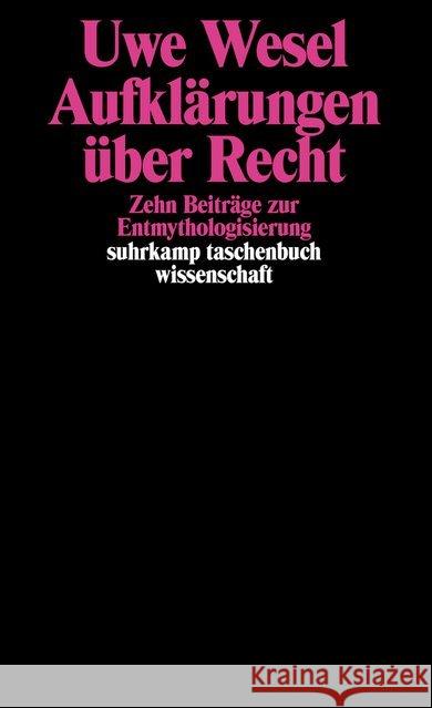 Aufklärungen über Recht Wesel, Uwe 9783518279687 Suhrkamp