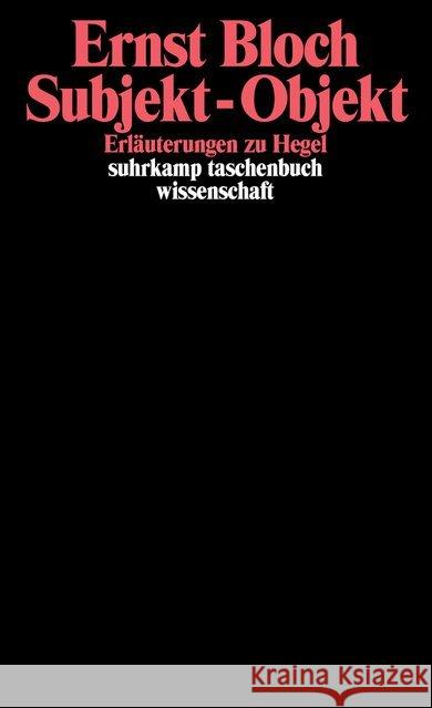 Subjekt - Objekt; . Bloch, Ernst 9783518281574