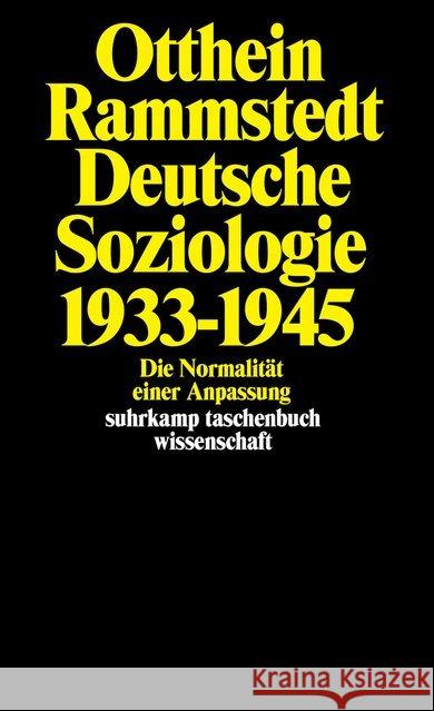 Deutsche Soziologie 1933-1945 Rammstedt, Otthein 9783518281819