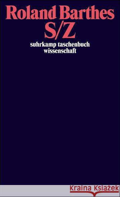 S/Z Barthes, Roland   9783518282878 Suhrkamp