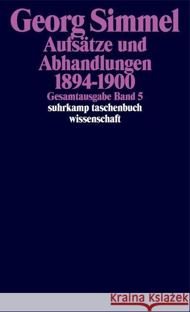 Aufsätze und Abhandlungen 1894-1900 Simmel, Georg   9783518284056 Suhrkamp