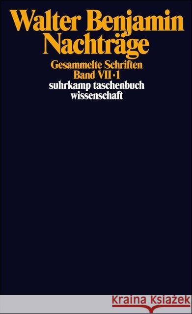 Gesammelte Schriften. Bd.7 : Nachträge, 2 Teilbde. Benjamin, Walter   9783518285374 Suhrkamp