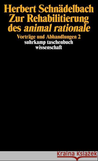 Zur Rehabilitierung des animal rationale Schnädelbach, Herbert 9783518286432 Suhrkamp