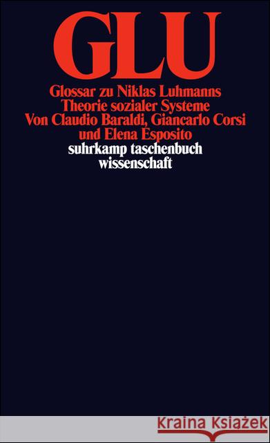 GLU : Glossar zu Niklas Luhmanns Theorie sozialer Systeme Baraldi, Claudio Corsi, Giancarlo Esposito, Elena 9783518288269