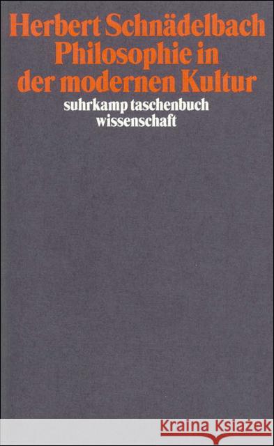 Philosophie in der modernen Kultur Schnädelbach, Herbert 9783518290651 Suhrkamp