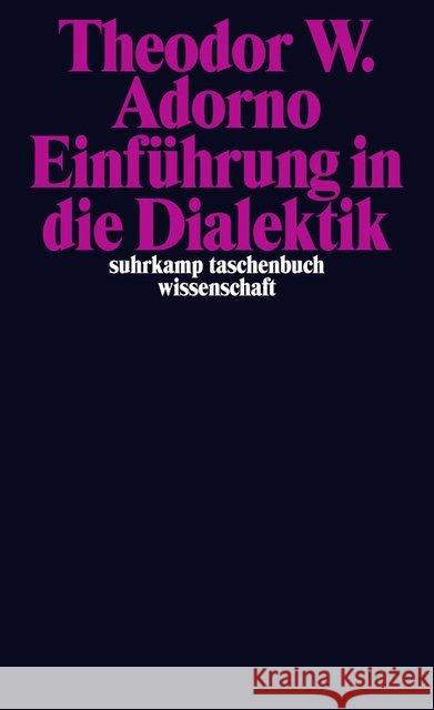 Einführung in die Dialektik Adorno, Theodor W. 9783518297285