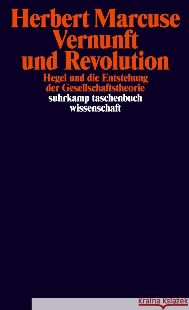 Vernunft und Revolution Marcuse, Herbert 9783518299258