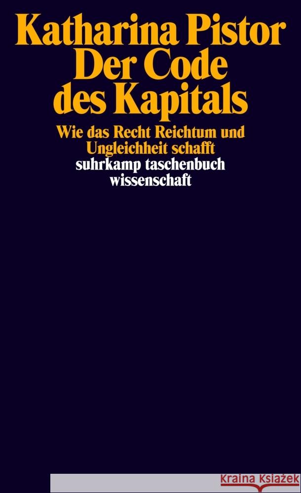 Der Code des Kapitals Pistor, Katharina 9783518299838 Suhrkamp