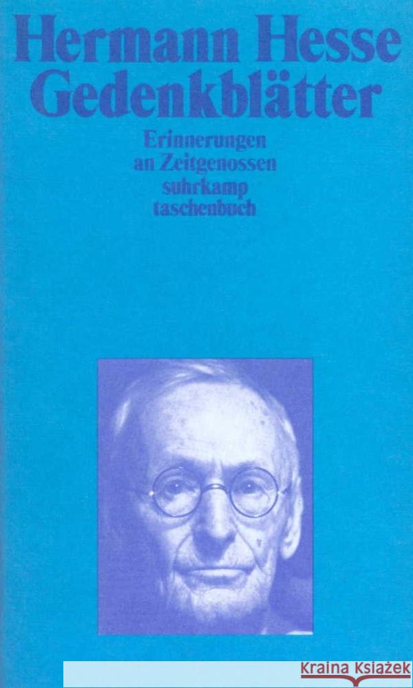 Gedenkblätter Hesse, Hermann 9783518374634 Suhrkamp Verlag