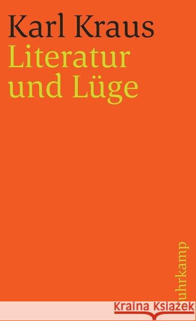 Literatur und Lüge Kraus, Karl   9783518378137 Suhrkamp