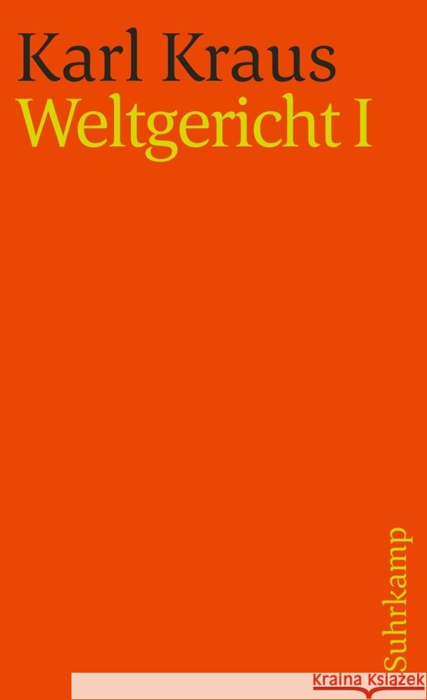 Kraus,Weltger.1  st1315 Kraus, Karl 9783518378151 Suhrkamp Verlag