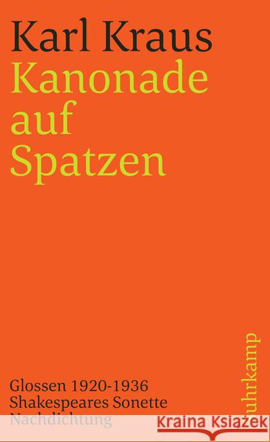 Schriften in den suhrkamp taschenbüchern. Zweite Abteilung. Acht Bände Kraus, Karl 9783518378304