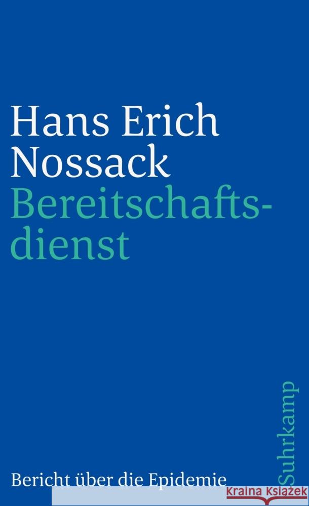 Bereitschaftsdienst Nossack, Hans Erich 9783518379608