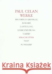 Sprachgitter, 2 Tle. : Text; Apparat Celan, Paul Allemann, Beda Bücher, Rolf 9783518413296 Suhrkamp