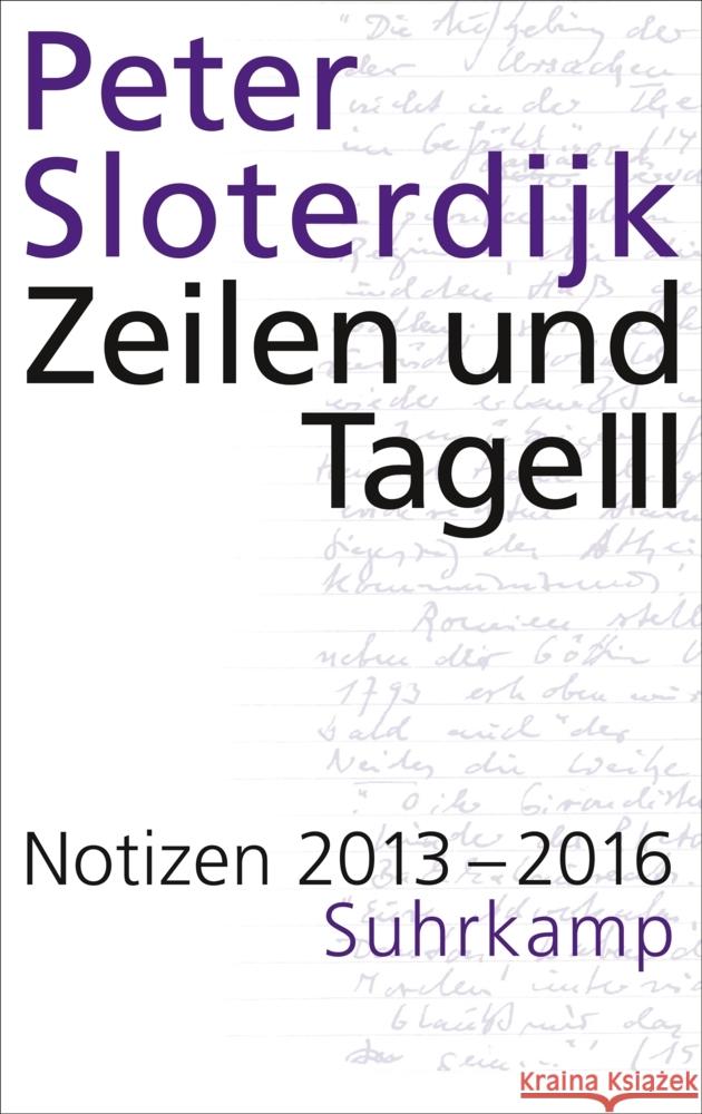 Zeilen und Tage III Sloterdijk, Peter 9783518431474