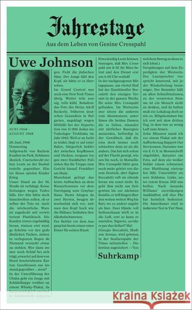 Jahrestage. Bd.4 : Aus dem Leben von Gesine Cresspahl Johnson, Uwe 9783518464540 Suhrkamp