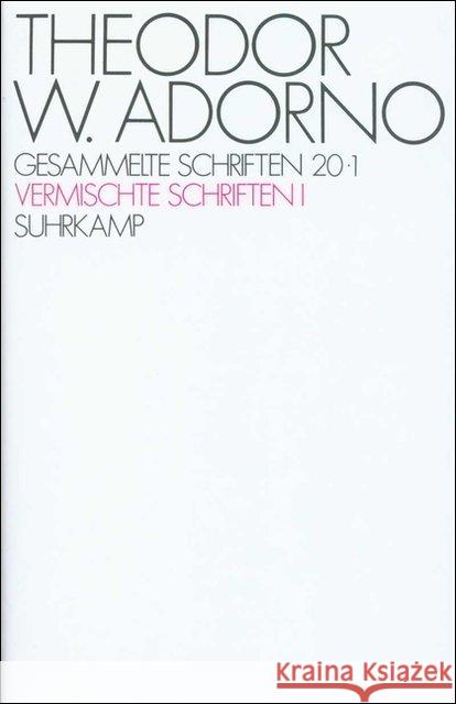 Vermischte Schriften, 2 Tle. Adorno, Theodor W. Tiedemann, Rolf  9783518578100