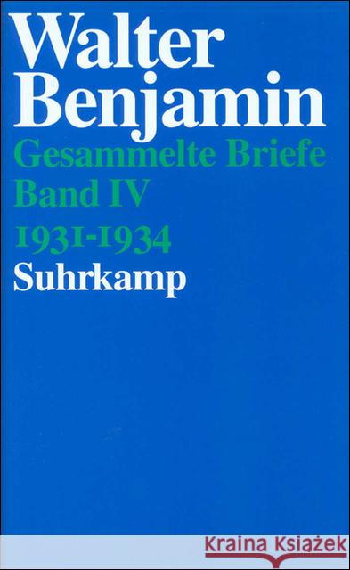 1931-1934 Benjamin, Walter   9783518582701 Suhrkamp