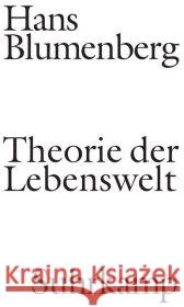 Theorie der Lebenswelt Blumenberg, Hans Sommer, Manfred  9783518585405 Suhrkamp