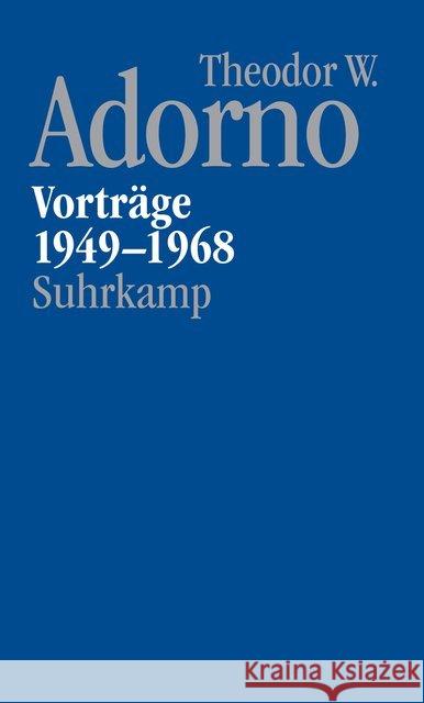 Vorträge und Gespräche (Abteilung 5) - Vorträge 1949-1968. Bd.1 Adorno, Theodor W. 9783518587317