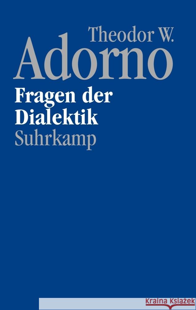 Nachgelassene Schriften. Abteilung IV: Vorlesungen Adorno, Theodor W. 9783518587683